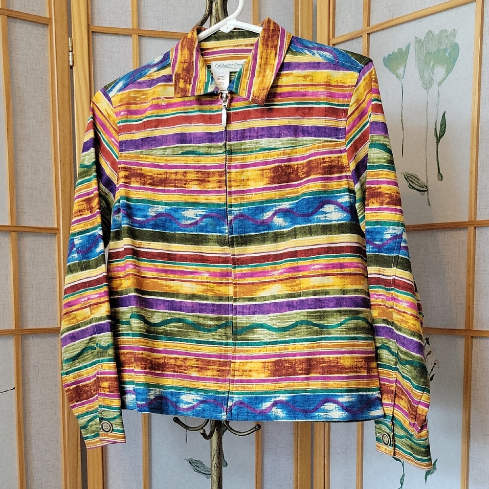 Cold Water Creek Vibrant Fiesta Striped Jacket
